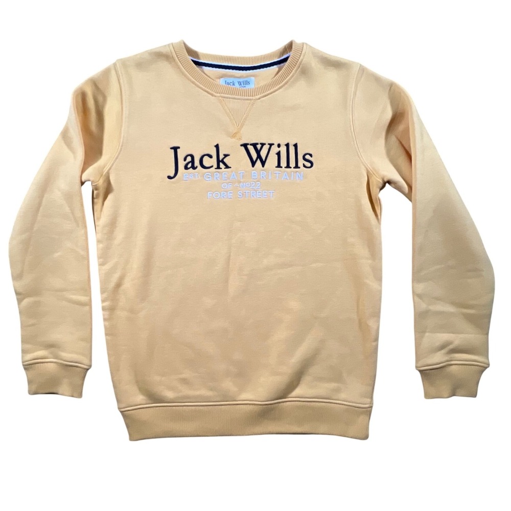 Jack Wills Sweatshirt Kids 10-11Y Mimosa Yellow Logo Crewneck JWS0123